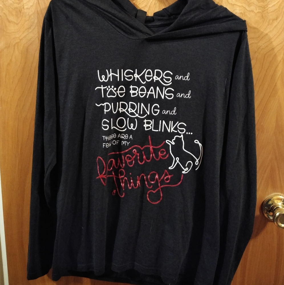 WORN ONCE Favorite things long sleeve hooded shirt